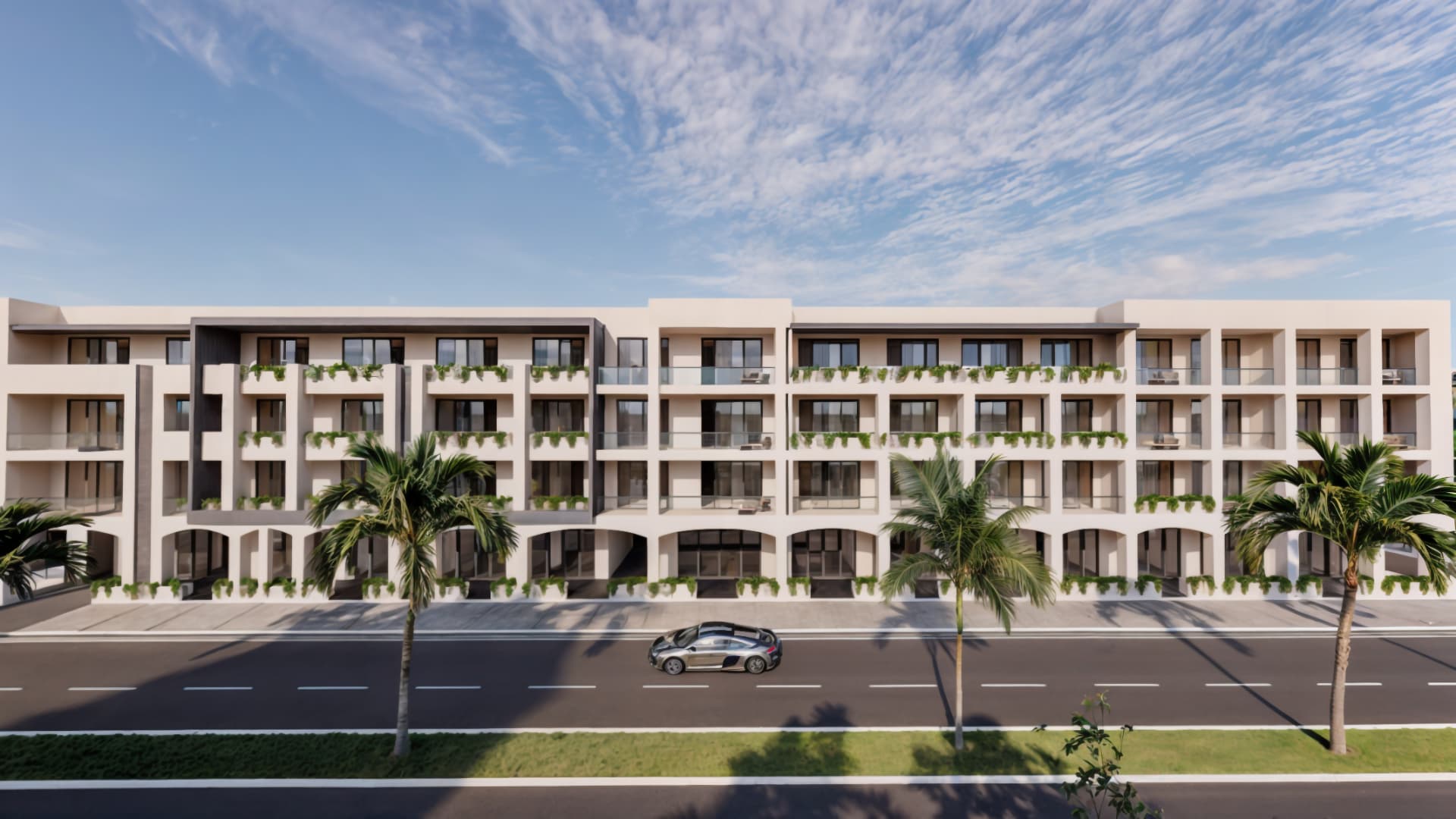 Fachada principal de Sundara Condos & Plaza en Huatulco, Oaxaca